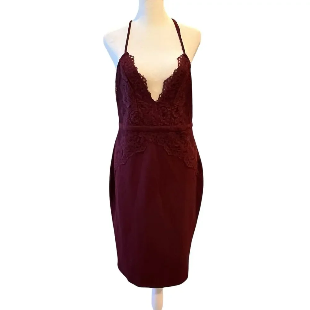 Y2K Whimsigoth Burgundy Slip Dress Sheer Lace Dark Fairy Romantic Witchy Vamp XL - Picture 4 of 16